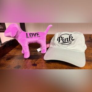 Victoria's Secret Pink Dog Plush and Cap Bundle